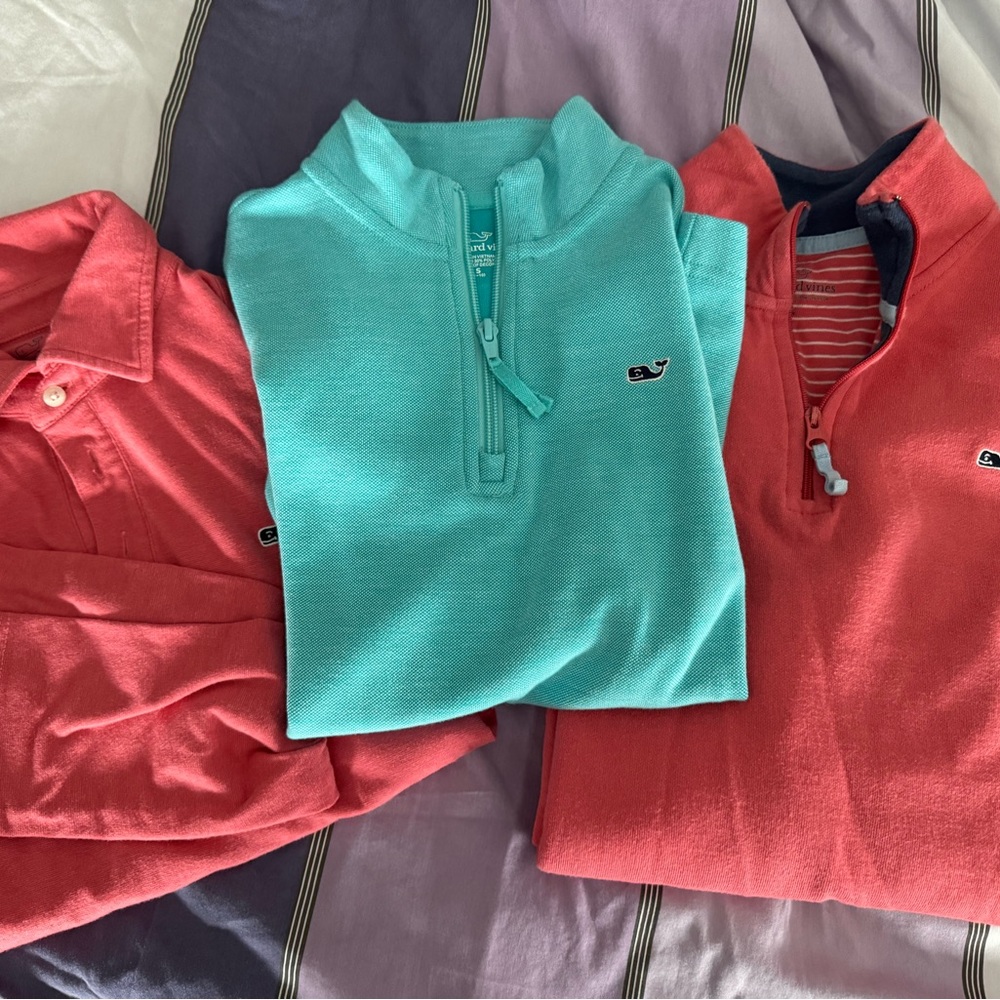 Vineyard Vines 2 Quarter-Zip Pullovers and 1 long sleeve polo